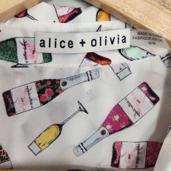 Alice & Olivia Silk Blouse Ruffle Robbie Size M celebrate new year - Picture 8 of 10